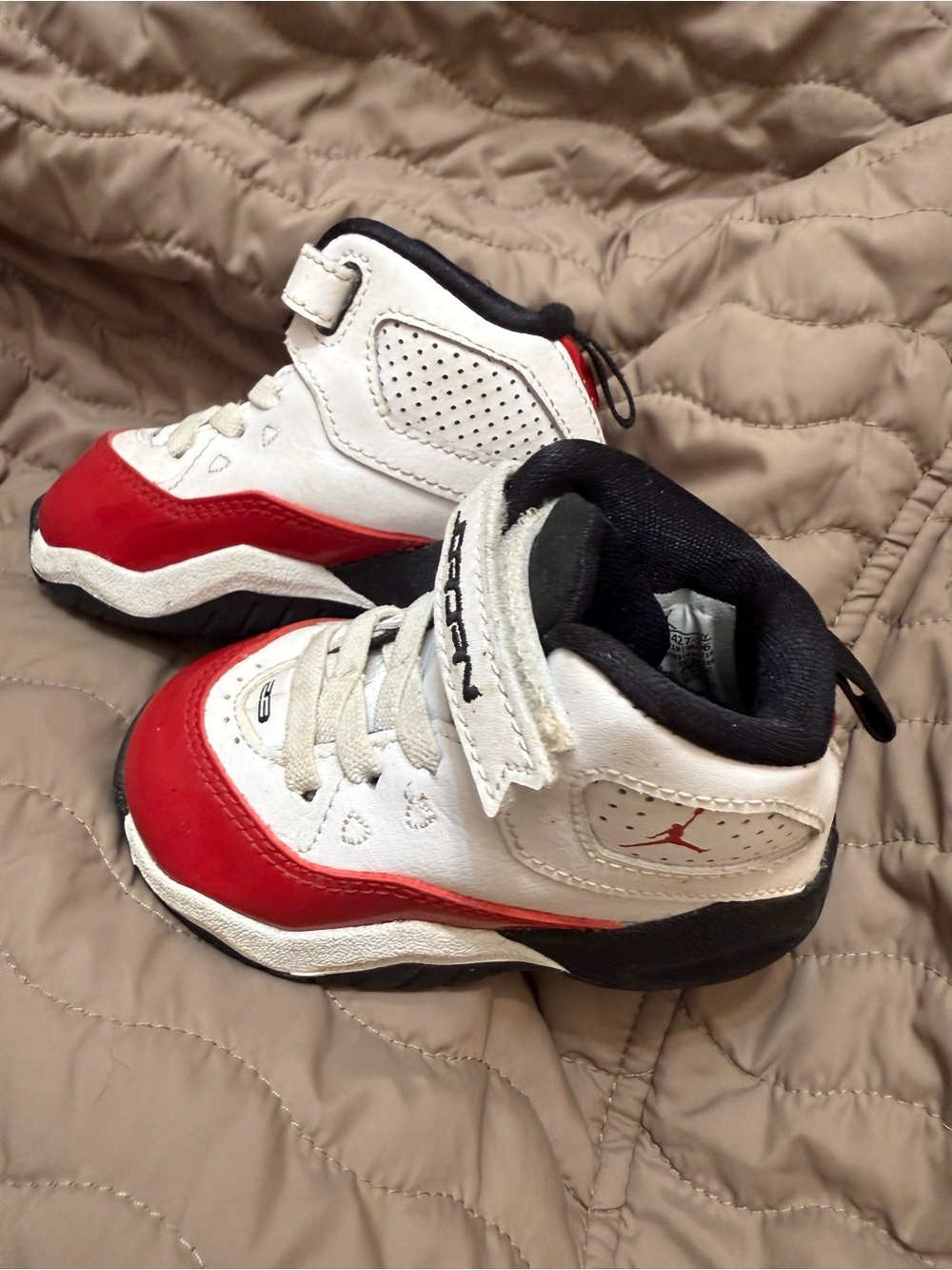 Nike Kids White, Red & Black High-Top Basketball Sneakers